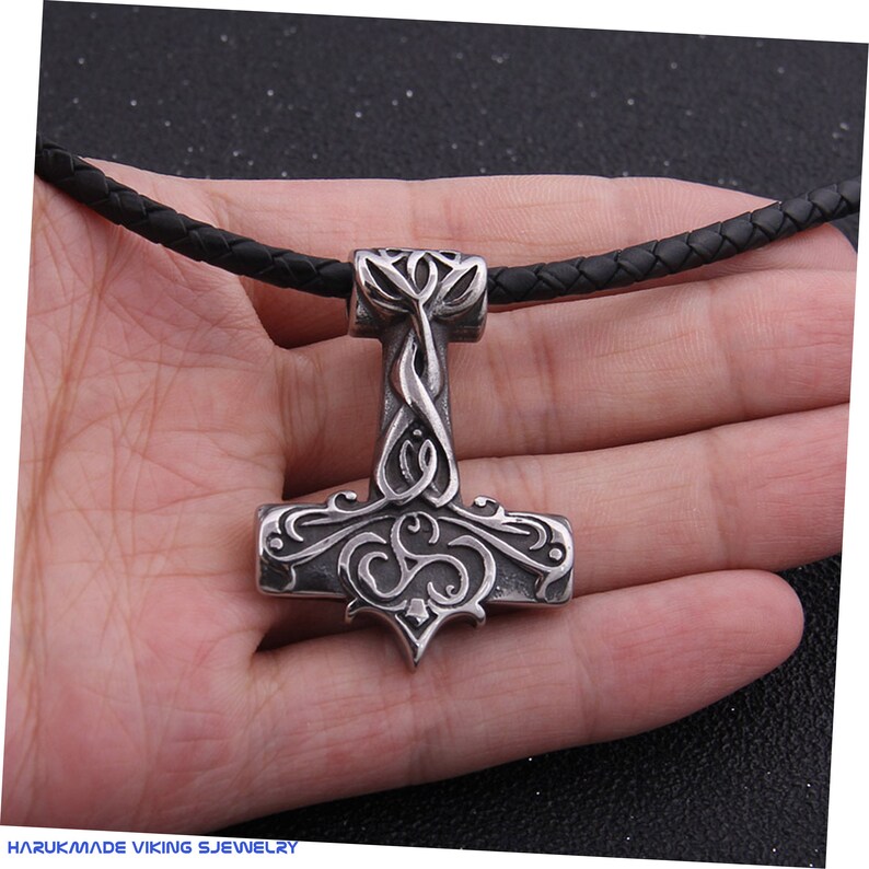 Handmade Stainless Steel and Silver Viking Jewelry for Men and Women Nordic viking thor/'s hammer Odin rune pendant necklace