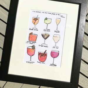 Illustrazione personalizzata Happy Hour-dipinta a mano, bevande personalizzate
