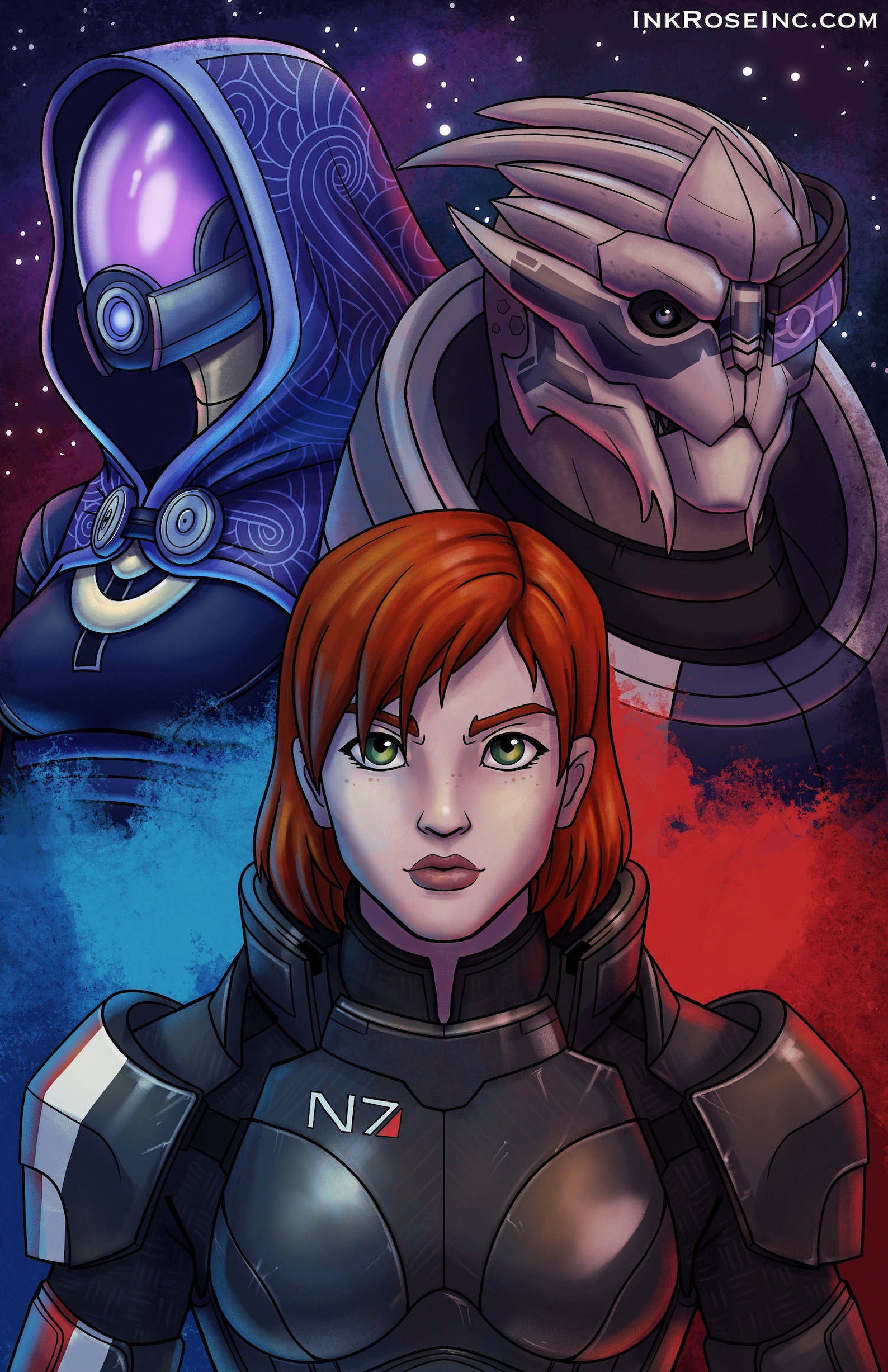 Mass Effect Femshep Garrus Talizorah Print 11x17 In Etsy