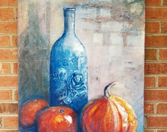 Still life oil painting, Original, wall art on canvas, 24"x 35"x 1.0"