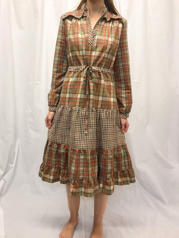 Vintage checked cotton smock dress