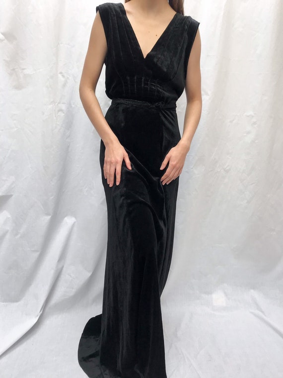 Vintage 1930s pintucked velvet dress