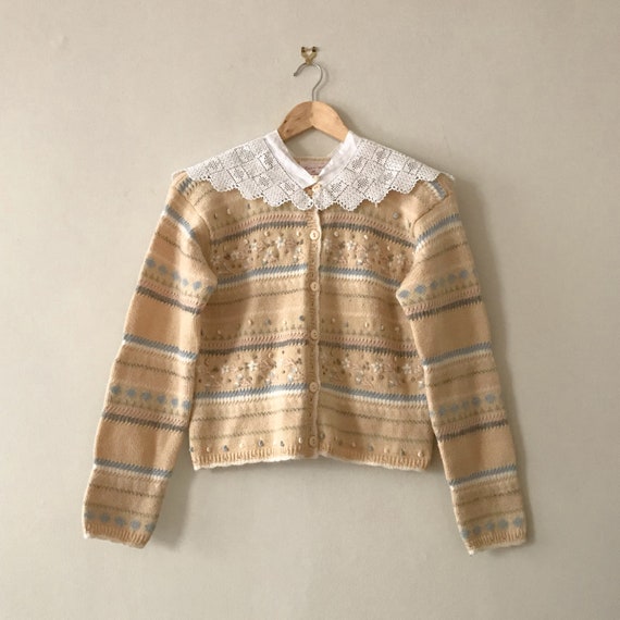 Vintage floral wool & angora cardigan
