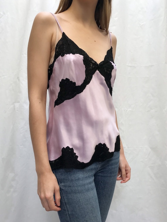 Vintage lace trimmed silk camisole