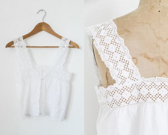 Antique cropped crocheted camisole