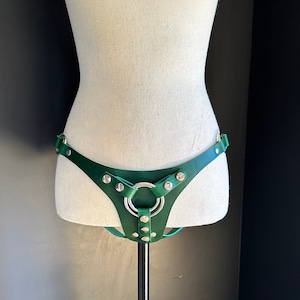 Italian Leather Strap on Harness for Pegging, Custom Sizing, Handmade in USA