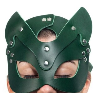 Italian Leather Kitty Cat Mask - BDSM Costume Mask image 1