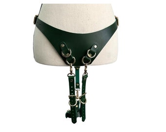 Italian Leather Orgasm Belt, Magic Wand Holder, Custom Sizing, Handmade in USA