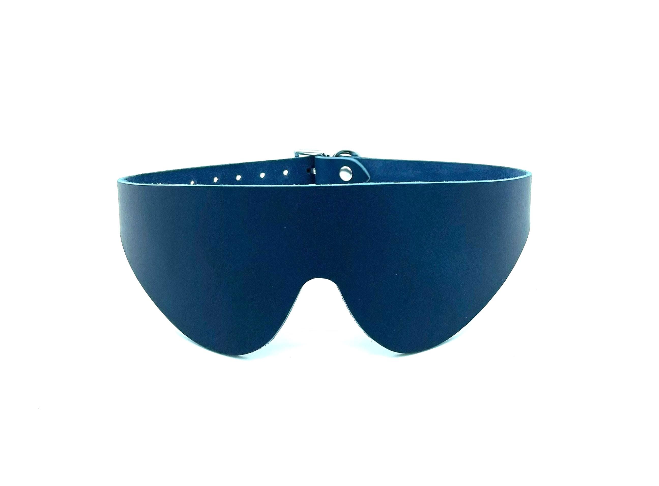 Oogmasker 'Mona', blauwe leren BDSM-blinddoek