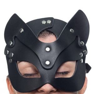 Italian Leather Kitty Cat Mask - BDSM Costume Mask image 3