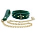 BDSM Collar and Leash 'Mona', Green Italian Leather Choker for Submissive 1.5'