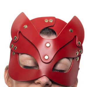 Italian Leather Kitty Cat Mask - BDSM Costume Mask image 4