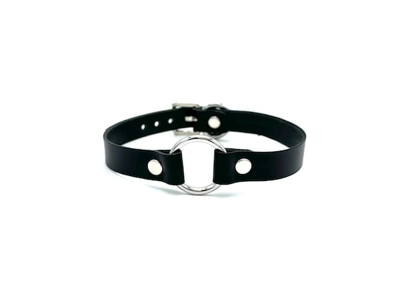 Soft Leather O-ring Choker, Discreet Collar for Women or Men, Made in USA, Custom Laser Engraving