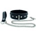 BDSM Collar and Leash 'Mona', Black Leather Choker for Submissive or Slave 1.5'