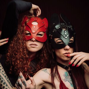 Italian Leather Kitty Cat Mask - BDSM Costume Mask image 2