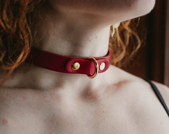 BDSM Halsband MONA, Rotes Leder, DDlg Halsband 2,00mm, Ktzchen spielen  Choker, Keine Nhte - Etsy.de