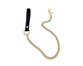 Correa BDSM de cadena MONA, correa de bondage de 68,5 cm para sumisos, disponible en varios colores de cuero, hecha a mano en EE. UU.