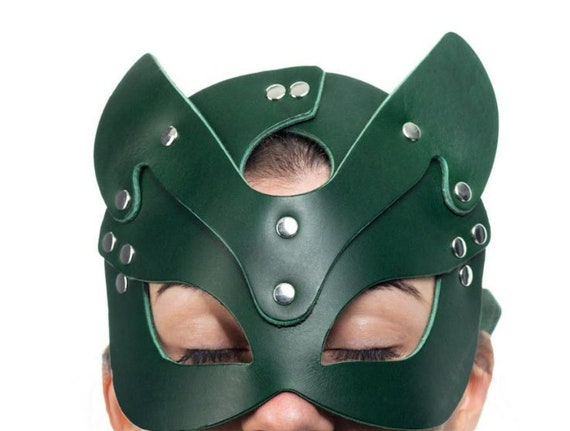 Italian Leather Kitty Cat Mask - BDSM Costume Mask