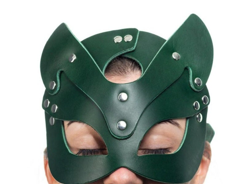 Italian Leather Kitty Cat Mask - BDSM Costume Mask image 1