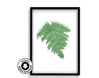 FERN in Watercolor, Art Printable, Botanical Art Print, Fern Wall Art, Home Decor, Green Art Print