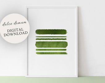 Green Lines Abstract Print, Green Watercolor Wall Art, Watercolor Abstract Lines Print, Minimalist Wall Decor, Modern Watercolor Painting