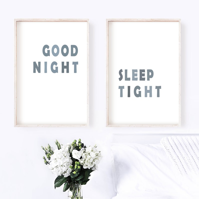 Good Night Sleep Tight Print, Kids Room Decor, Nursery Wall Art, Blue ...
