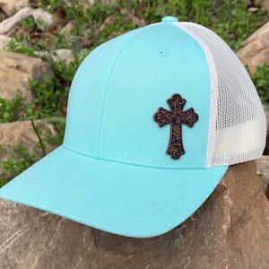 Western Floral Cross Cut Out Leatherette Hat Patch With adhesive backing