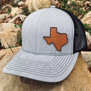 State Cutout Leatherette Hat Patch With adhesive backing