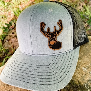 Whitetail Deer Cut Out Leatherette Hat Patch With adhesive backing