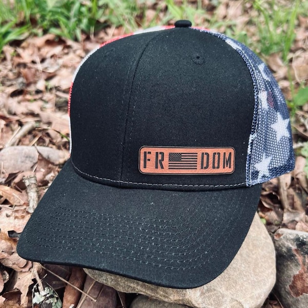 Freedom Leatherette Hat Patch With Adhesive Backing