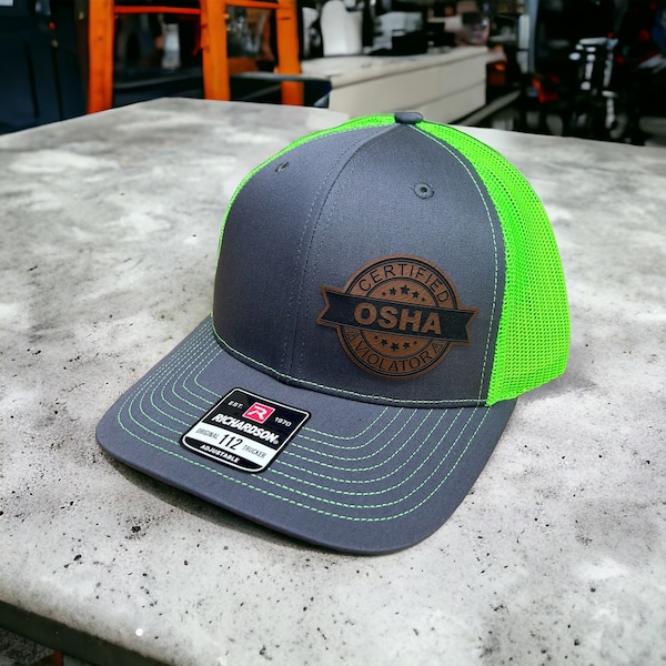 Certified OSHA Violator Leatherette Hat Patch With Adhesive Backing