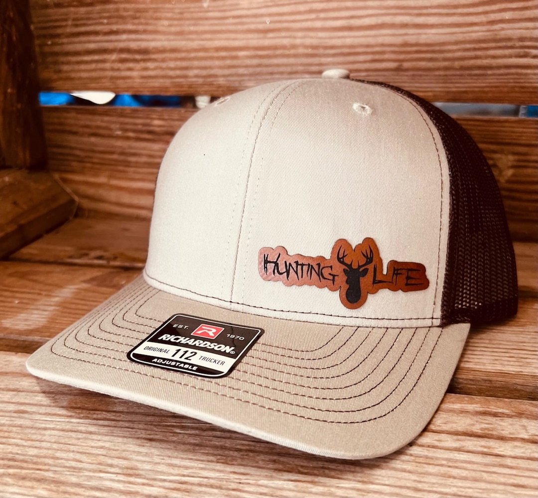 Hunting Life Whitetail Deer Leatherette Hat Patch With Adhesive Backing