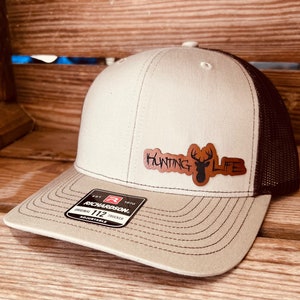 Hunting Life Whitetail Deer Leatherette Hat Patch With adhesive backing