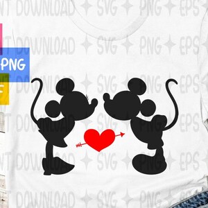 Valentines zoenen SVG / liefde muis SVG / liefde silhouet hart muis SVG / Instant download ontwerp voor cricut of silhouet