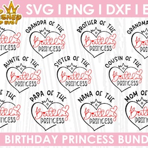 Birthday Princess Svg. Birthday princess family Svg bundle, Mom of birthday princess, Dad, Papa, Brother, Sister Birthday Svg, Princess  Svg