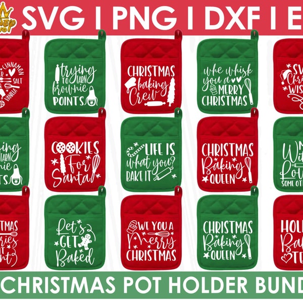 Christmas Pot Holder Svg Bundle, Potholder Svg, Oven Mitt Svg, Kitchen Svg Bundle, Baking Svg, Funny Kitchen Quotes, Cut File Cricut