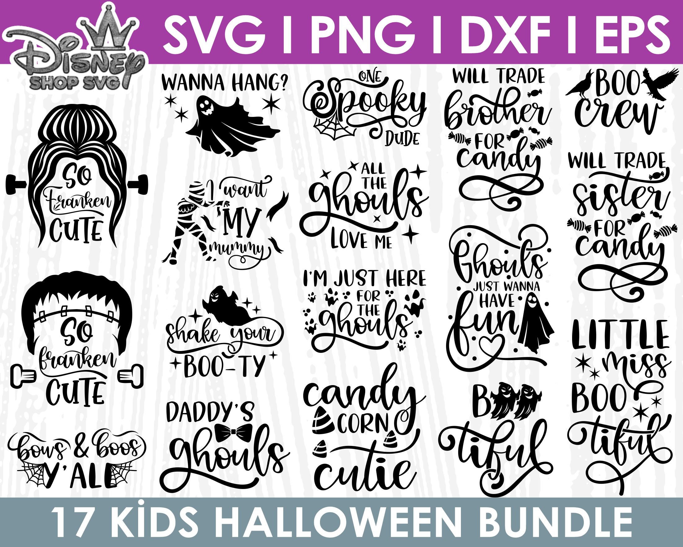 Kids Halloween Svg Bundle, Halloween Svg, Pumpkin Svg, Boo Svg, Trick…