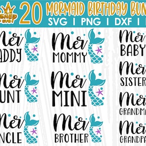 Mermaid Birthday Svg, Family Mermaid Birthday Svg, Bundle Mermaid Birthday svg, Mermaid Svg,  Mermaid Birthday Svg,  Mermaid, Birthday svg