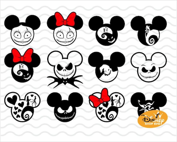 Disney / Jack and Sally Mickey Minnie Ears SVG / Nightmare Etsy.