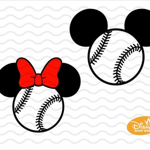 Mouse SVG / Team Baseball Ears Bow / Instant Download / Sport ball Mouse per Silhouette e Cricut, Baseball svg, baseball mamma svg,mamma