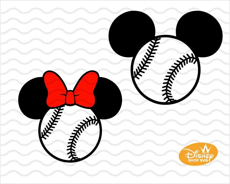 Minnie Mouse SVG Equipo Mickey Y Minnie Baseball Orejas Arco Descarga 