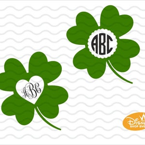 Four Leaf Clover Svg St. Patrick's Day 4 leaf Clover Monogram / Shamrock/ Clover Leaf Svg / Instant download design for cricut or silhouette