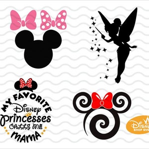 Paquete Svg, Tinkerbell Svg/Tinkerbell Png/ Mouse Bow Svg/My Favorite Mommy Mouse Svg/Mouse Swirly/ Svg / Cricut Silhouette/Instant