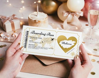 Personalised Boarding Pass Scratch Card, Holiday Surprise Ticket, Birthday Travel Reveal