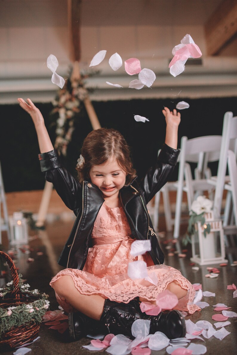 Flower Girl Leather Jacket Personalized Flower Girl Jacket Etsy