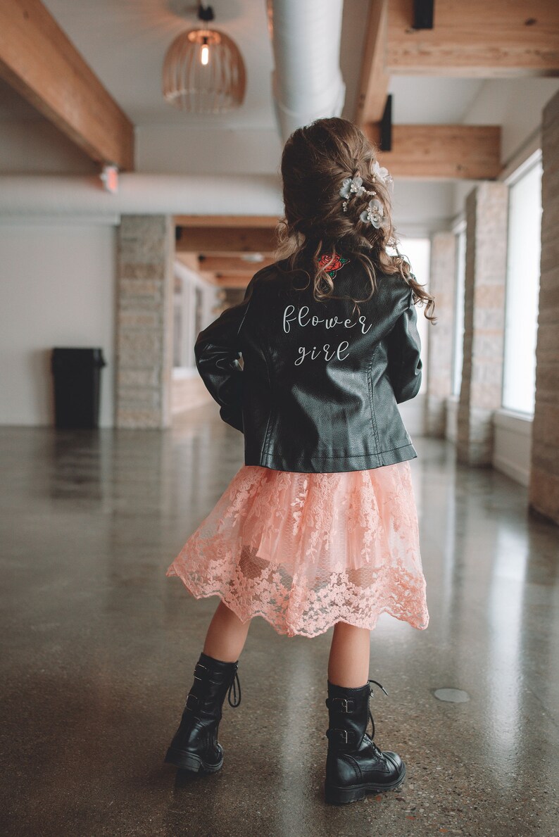 Flower Girl Leather Jacket Personalized Flower Girl Jacket Etsy