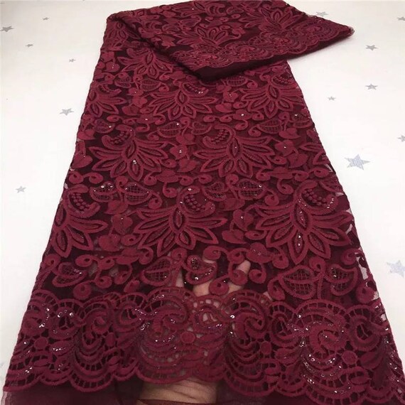 Burgundy African Lace Fabric 2023 High Quality Embroidered Beaded Nigerian  Lace Fabrics for Wedding Net French Lace Fabric - AliExpress