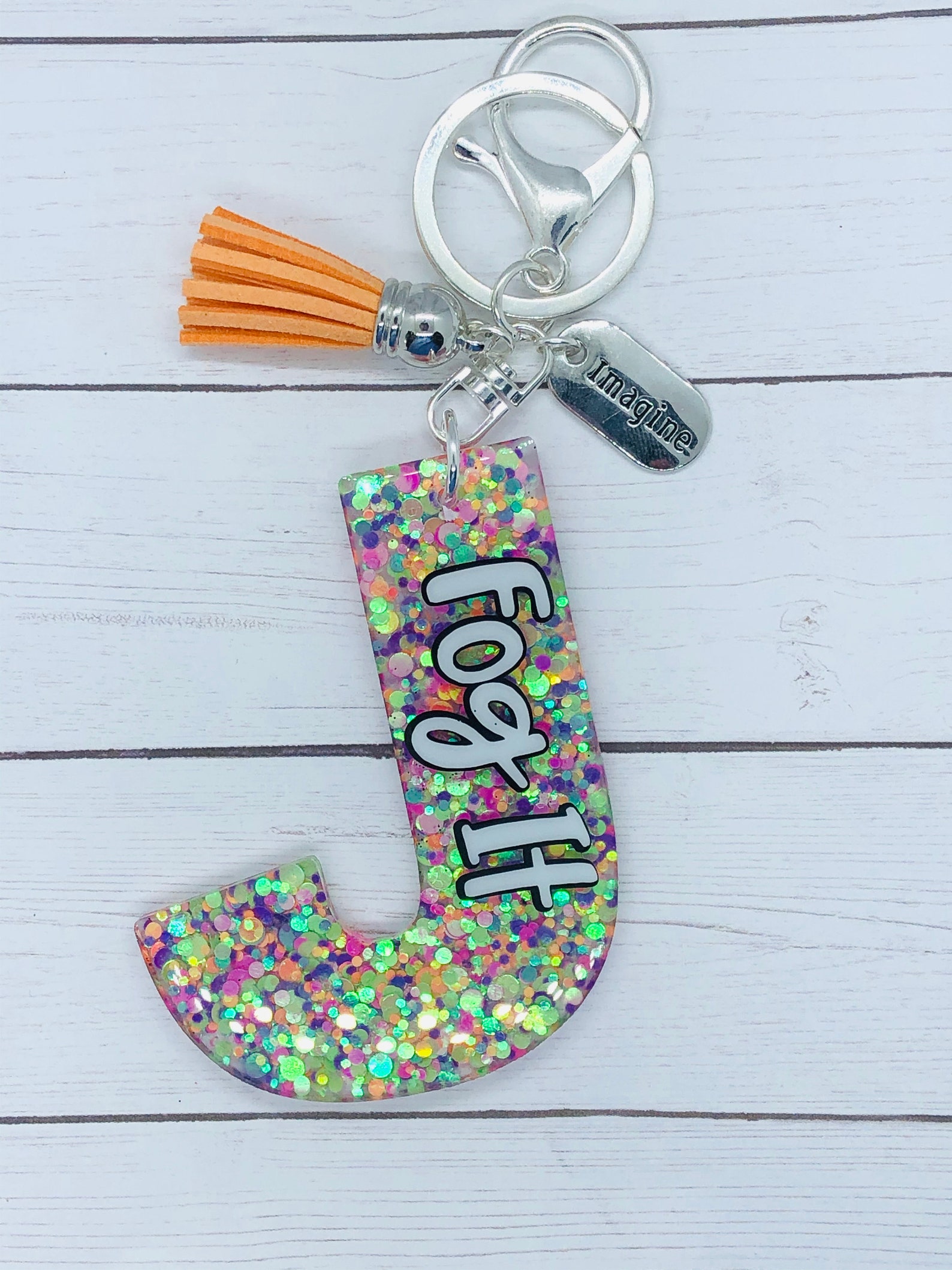 Single Letter Acrylic Keychain Personalized Custom Initial Etsy