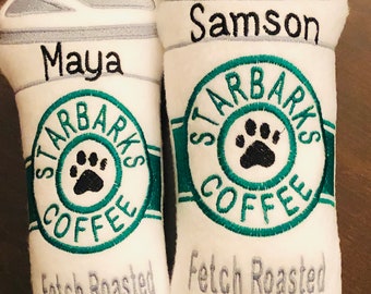 Personalized Starbarks Dog Toy - 2 sizes available; Fetch Roasted; Coffee to Go; Puppucino; Dog Toy