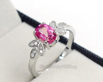 Unique Pink Topaz Ring| 925 Sterling Silver |Pink Stone Ring| Solitaire Ring| Statement Ring| Promise Ring| Engagement Ring| Gift For Her